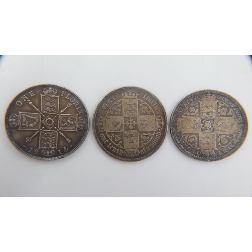 2099 - Three silver florins, 1849, 1914 and undated. UK P&P Group 0 (£6+VAT for the first lot and £1+VAT fo... 