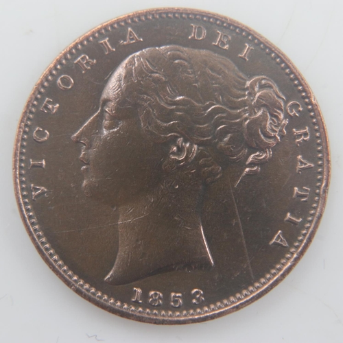 2104 - 1853 - copper farthing of queen Victoria - EF. UK P&P Group 0 (£6+VAT for the first lot and £1+VAT f... 