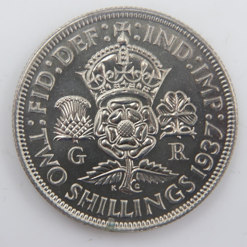 2109 - 1937 - silver Florin of George VI - EF. UK P&P Group 0 (£6+VAT for the first lot and £1+VAT for subs... 