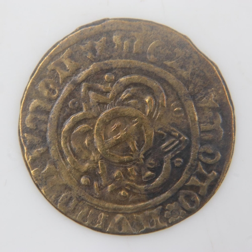 2116 - 16th century - orb and rose medieval jetton - gVF. UK P&P Group 0 (£6+VAT for the first lot and £1+V... 