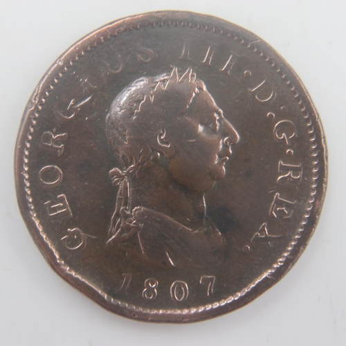 2125 - 1807 - copper penny of George III - aVF. UK P&P Group 0 (£6+VAT for the first lot and £1+VAT for sub... 