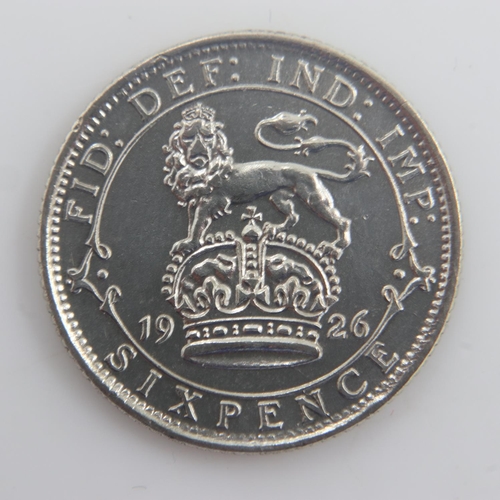 2129 - 1926 - silver sixpence of George V - aEF. UK P&P Group 0 (£6+VAT for the first lot and £1+VAT for su... 