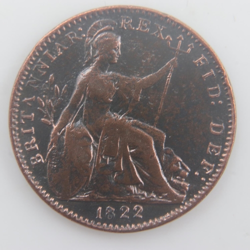 2132 - 1822 - copper farthing of George IV - VF. UK P&P Group 0 (£6+VAT for the first lot and £1+VAT for su... 