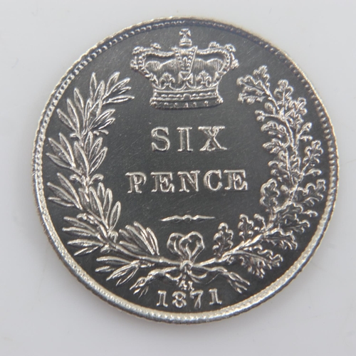 2141 - 1871 die 41 - silver sixpence of queen Victoria. UK P&P Group 0 (£6+VAT for the first lot and £1+VAT... 