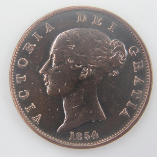 2142 - 1854 - halfpenny of queen Victoria - VF. UK P&P Group 0 (£6+VAT for the first lot and £1+VAT for sub... 