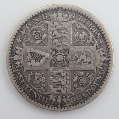 2145 - 1849 - silver godless florin of queen Victoria - VF. UK P&P Group 0 (£6+VAT for the first lot and £1... 