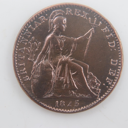 2153 - 1825 - farthing of George IV - gVF. UK P&P Group 0 (£6+VAT for the first lot and £1+VAT for subseque... 