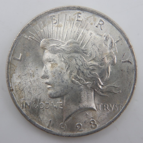 2168 - 1923 American silver Peace dollar, nUNC. UK P&P Group 0 (£6+VAT for the first lot and £1+VAT for sub... 