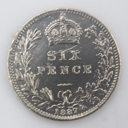 2169 - 1887 - silver wreath sixpence of queen Victoria - gVF. UK P&P Group 0 (£6+VAT for the first lot and ... 