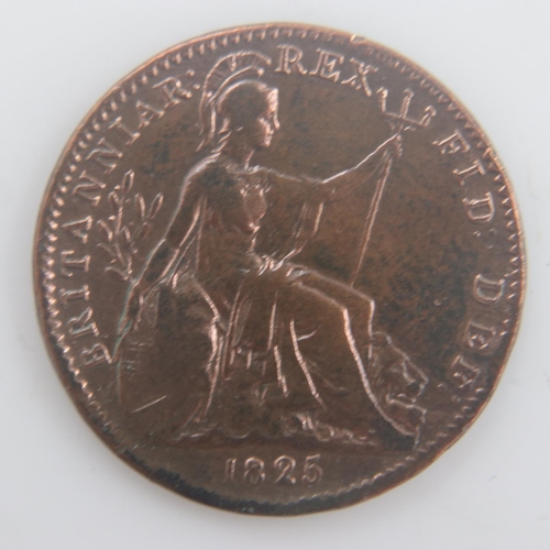 2181 - 1825 - farthing of George IV - VF. UK P&P Group 0 (£6+VAT for the first lot and £1+VAT for subsequen... 