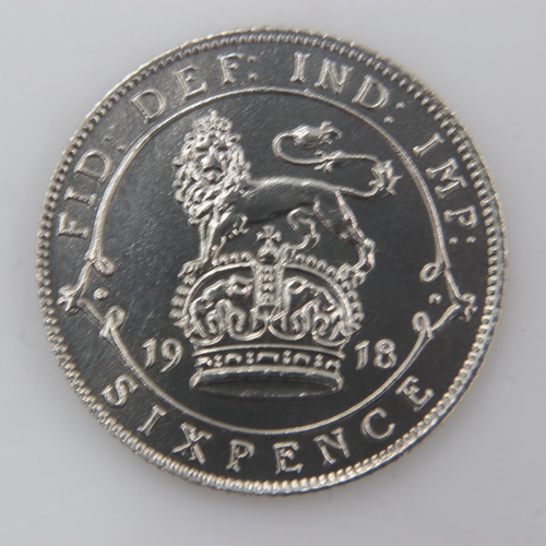 2182 - 1918 - silver sixpence of George V - gVF. UK P&P Group 0 (£6+VAT for the first lot and £1+VAT for su... 