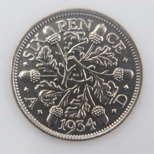 2183 - 1934 - silver sixpence of George V - gEF. UK P&P Group 0 (£6+VAT for the first lot and £1+VAT for su... 