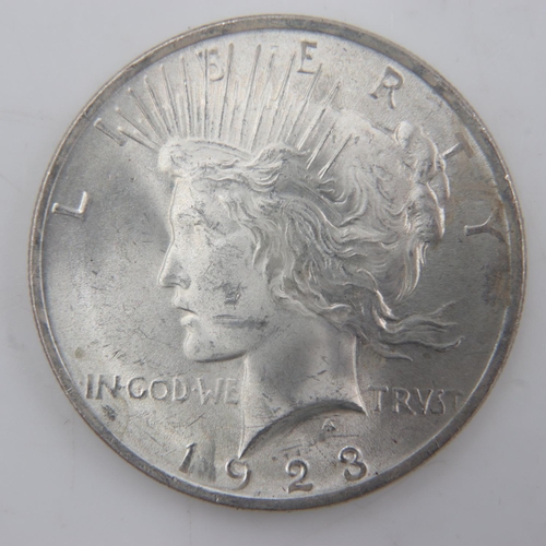 2184 - 1923 American silver Peace dollar, nUNC. UK P&P Group 0 (£6+VAT for the first lot and £1+VAT for sub... 