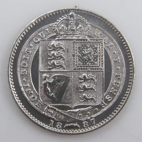 2186 - 1887 - silver shilling of queen Victoria - EF. UK P&P Group 0 (£6+VAT for the first lot and £1+VAT f... 