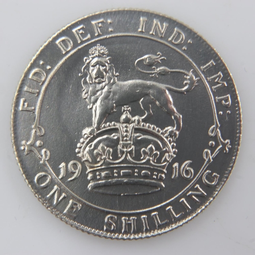 2187 - 1916 - silver shilling of George V - EF. UK P&P Group 0 (£6+VAT for the first lot and £1+VAT for sub... 