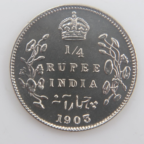 2190 - 1903 - silver quarter rupee of Edward VII - gVF. UK P&P Group 0 (£6+VAT for the first lot and £1+VAT... 