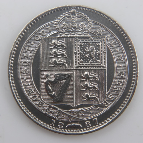 2191 - 1887 - silver shilling of queen Victoria - gEF. UK P&P Group 0 (£6+VAT for the first lot and £1+VAT ... 