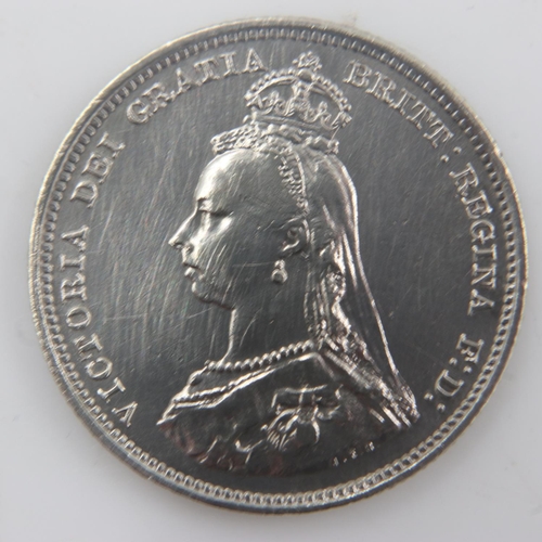 2191 - 1887 - silver shilling of queen Victoria - gEF. UK P&P Group 0 (£6+VAT for the first lot and £1+VAT ... 