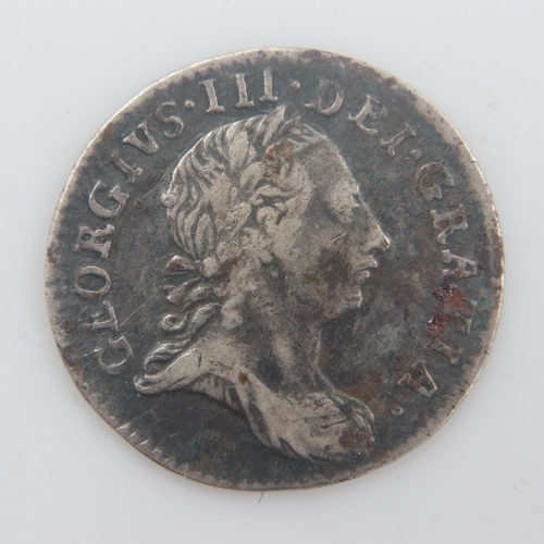 2195 - 1762 - silver threepence of George III - VF, toned. UK P&P Group 0 (£6+VAT for the first lot and £1+... 