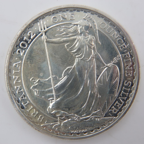 2196 - 2012 - fine silver Britannia round. UK P&P Group 0 (£6+VAT for the first lot and £1+VAT for subseque... 