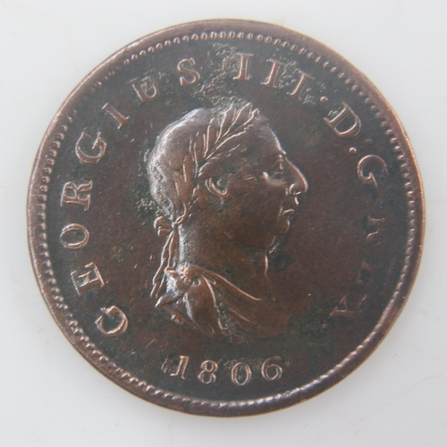 2198 - 1806 - halfpenny of George III - VF. UK P&P Group 0 (£6+VAT for the first lot and £1+VAT for subsequ... 