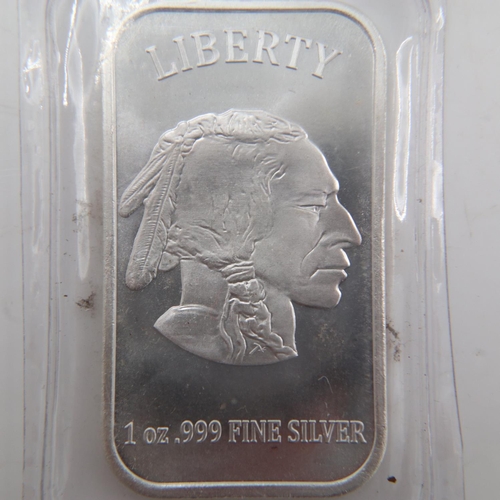 2200 - American 999 1oz silver bullion ingot. UK P&P Group 0 (£6+VAT for the first lot and £1+VAT for subse... 