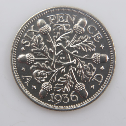 2218 - 1936 - silver sixpence of George V - EF. UK P&P Group 0 (£6+VAT for the first lot and £1+VAT for sub... 