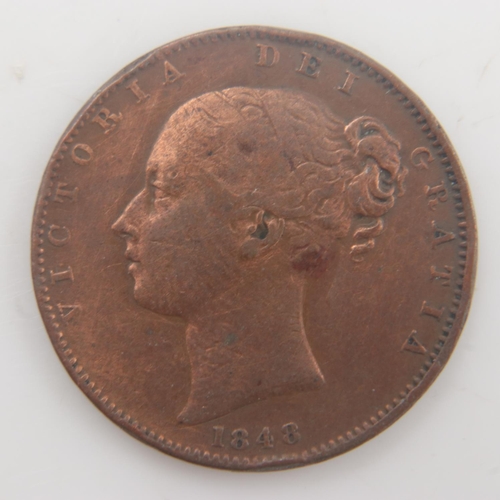 2221 - 1848 - farthing of queen Victoria - aVF. UK P&P Group 0 (£6+VAT for the first lot and £1+VAT for sub... 