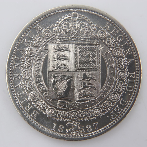 2225 - 1887 - silver half crown of queen Victoria - aEF. UK P&P Group 0 (£6+VAT for the first lot and £1+VA... 