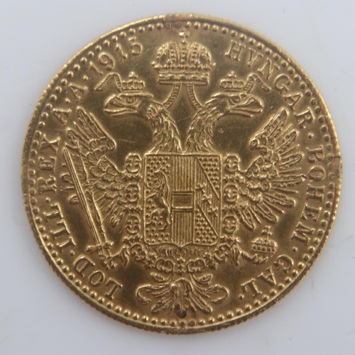 2228 - 1915 restrike Austrian gold Ducat. UK P&P Group 0 (£6+VAT for the first lot and £1+VAT for subsequen... 