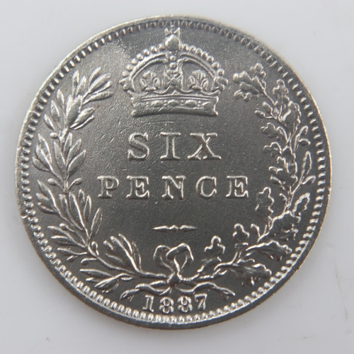 2235 - 1887 - silver wreath sixpence of queen Victoria - nEF. UK P&P Group 0 (£6+VAT for the first lot and ... 