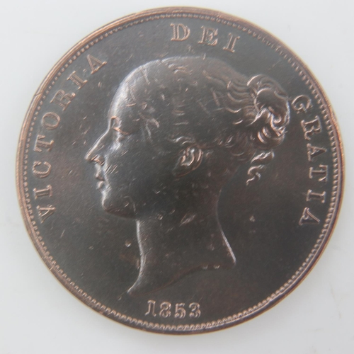 2238 - 1853 - copper penny of queen Victoria - VF. UK P&P Group 0 (£6+VAT for the first lot and £1+VAT for ... 