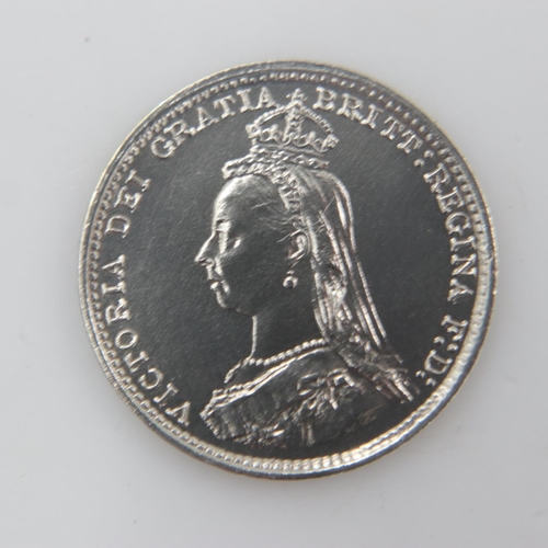 2241 - 1887 - silver threepence of queen Victoria - EF. UK P&P Group 0 (£6+VAT for the first lot and £1+VAT... 