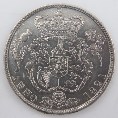 2255 - 1821 - silver half crown of George IV - nEF. UK P&P Group 0 (£6+VAT for the first lot and £1+VAT for... 