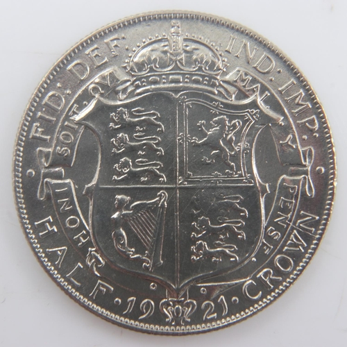 2257 - 1921 - silver half crown of George V - gVF. UK P&P Group 0 (£6+VAT for the first lot and £1+VAT for ... 