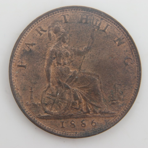 2258 - 1886 - farthing of queen Victoria - gEF with lustre. UK P&P Group 0 (£6+VAT for the first lot and £1... 