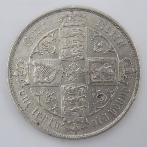 2262 - 1880 - silver gothic florin of queen Victoria - gEF. UK P&P Group 0 (£6+VAT for the first lot and £1... 