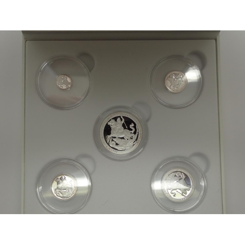 2271 - Royal Mint five-coin silver sovereign set. UK P&P Group 1 (£16+VAT for the first lot and £2+VAT for ... 