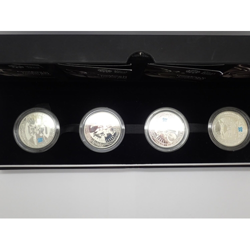 2304 - 2009 to 2012 - cased four coin silver proof Olympic crown set. UK P&P Group 1 (£16+VAT for the first... 