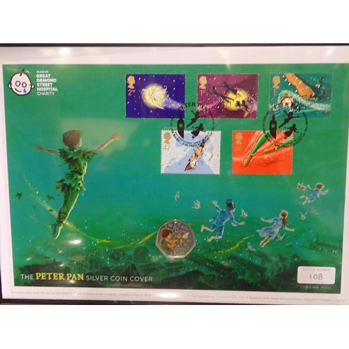 2316 - Peter Pan silver proof 50p and stamp set. UK P&P Group 1 (£16+VAT for the first lot and £2+VAT for s... 