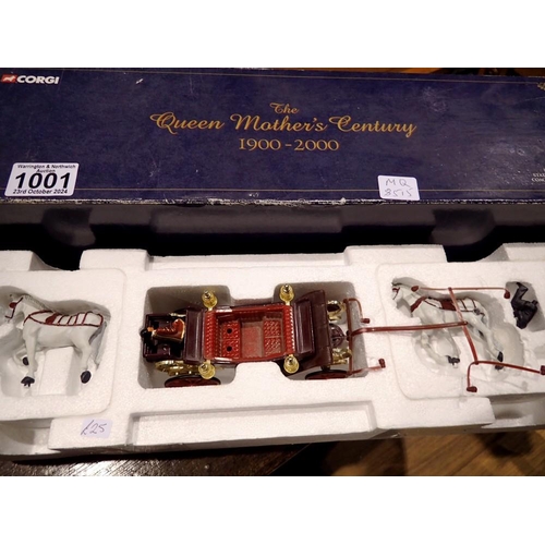 1001 - Boxed Corgi Queen Mother Centenary, coach & horses. Not available for in-house P&P