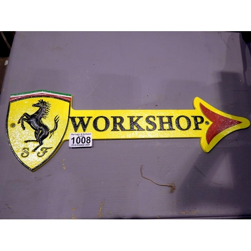 1008 - Cast iron Ferrari workshop arrow. L: 45 cm. UK P&P Group 2 (£20+VAT for the first lot and £4+VAT for... 