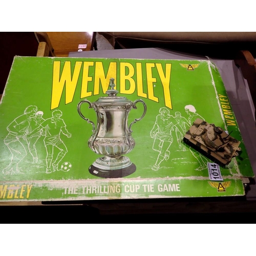 1014 - Vintage Wembley board game and a Corgi tank, appears in good order. Not available for in-house P&P