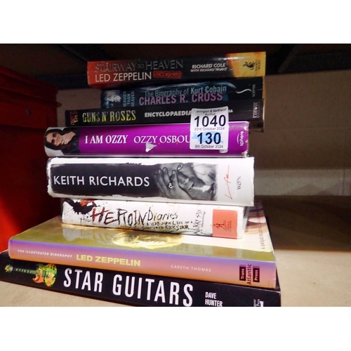 1040 - A collection of music themed books with subjects including Guns and Roses, Keith Richards, Led Zeppe... 