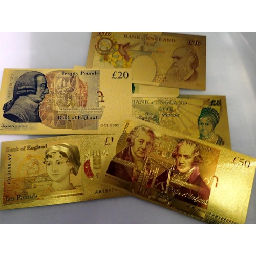 1068 - Collection of novelty gold plated bank notes. UK P&P Group 1 (£16+VAT for the first lot and £2+VAT f... 