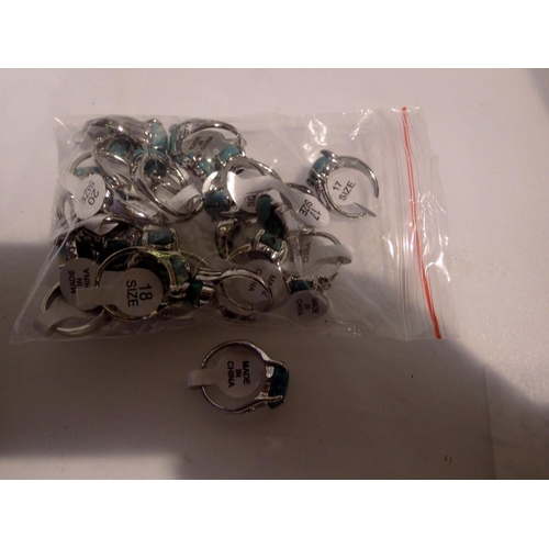 1087 - Assortment of turquoise costume rings with tags. UK P&P Group 1 (£16+VAT for the first lot and £2+VA... 