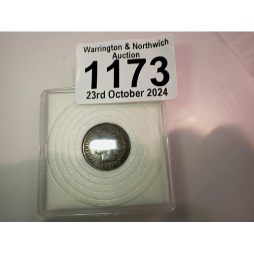 1173 - 1890 - American Indian cent. UK P&P Group 0 (£6+VAT for the first lot and £1+VAT for subsequent lots... 