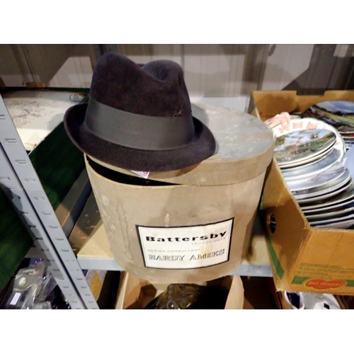 1233 - Two hats, a Battersby trilby and a Bowler hat in a box. Not available for in-house P&P