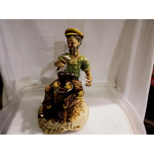 1295 - Large Capodimonte figure of a cobbler, H: 31cm. Not available for in-house P&P