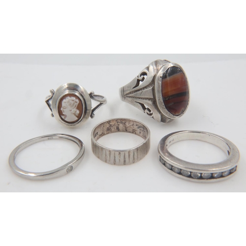 11 - Five 925 silver rings, some stone set. UK P&P Group 0 (£6+VAT for the first lot and £1+VAT for subse... 